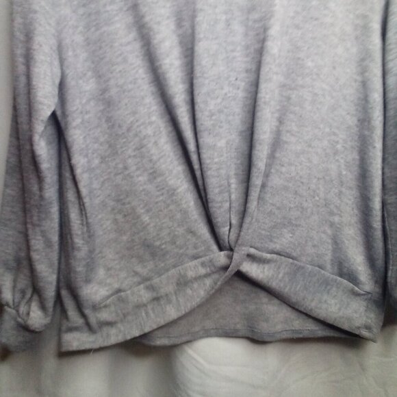 For The Republic Shirt M Women Long Sleeve Cross Front Gray - Picture 9 of 14